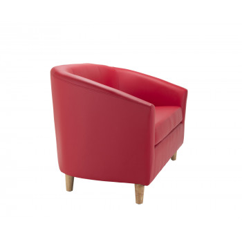 Tub Sofa With Wooden Feet - Red