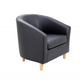 Tub Armchair With Wooden Feet - Black