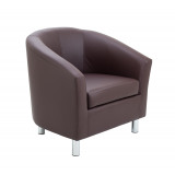 Tub Armchair With Metal Feet - Brown
