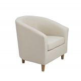 Tub Armchair With Wooden Feet - Cream