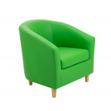 Tub Armchair With Wooden Feet - Green