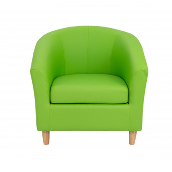 Tub Armchair With Wooden Feet - Lime