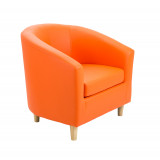 Tub Armchair With Wooden Feet - Orange