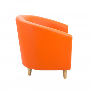 Tub Armchair With Wooden Feet - Orange