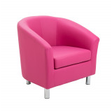 Tub Armchair With Metal Feet - Pink