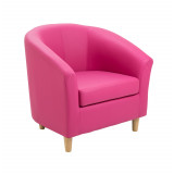 Tub Armchair With Wooden Feet - Pink