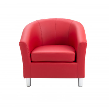 Tub Armchair With Metal Feet - Red
