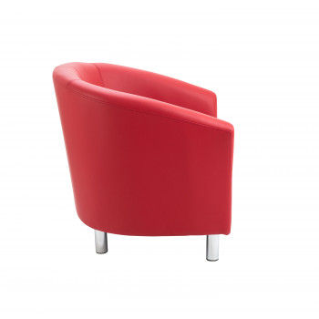 Tub Armchair With Metal Feet - Red