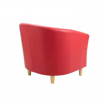 Tub Armchair With Wooden Feet - Red