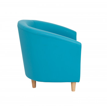 Tub Armchair With Wooden Feet - Sky Blue