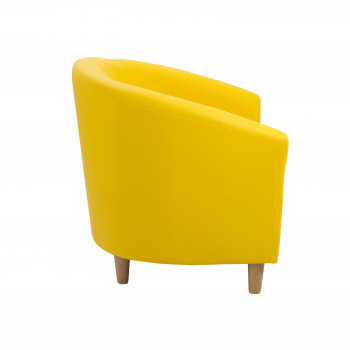 Tub Armchair With Wooden Feet - Yellow