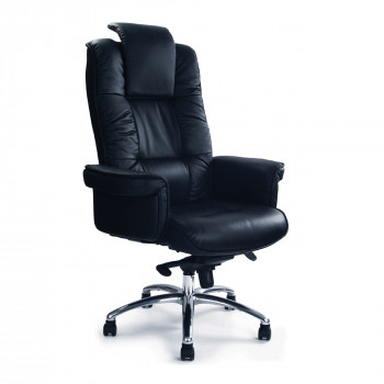 Hercules- Luxurious Leather Gull-Wing Executive Armchair With Chrome Base - Black Hercules- Luxurious Leather Gull-Wing Executive Armchair With Chrome Base - Black