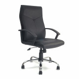 Weston- High Back Leather Faced Executive Armchair With Chrome Base - Black