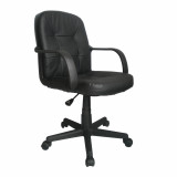 Delph-Medium Back Leather Effect Executive Armchair - Black