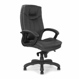 Hudson- High Back Leather Faced Executive Armchair With Contrasting Stitching - Black