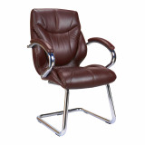 Sandown-C- Chrome Cantilever Framed Luxurious Leather Visitors Armchair - Brown
