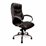 Sandown- High Back Luxurious Leather Executive Armchair With Chrome Base - Black
