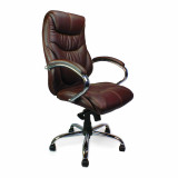 Sandown- High Back Luxurious Leather Executive Armchair With Chrome Base - Brown