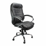 Santiago- High Back Luxurious Leather Executive Armchair With Chrome Base - Black