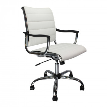 Carbis- Leather Effect Designer Armchair With Chrome Base - White