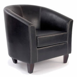 Metro - Leather Effect Single Seat Tub Chair - Brown