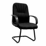 Pluto-C- Cantilever Framed Visitors Armchair With Sculptured Back - Black