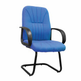 Pluto-C- Cantilever Framed Visitors Armchair With Sculptured Back - Blue