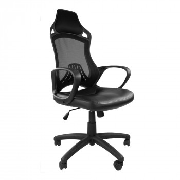 Ascot-Mesh Chair Wit Pu Seat-Black Ascot-Mesh Chair Wit Pu Seat-Black