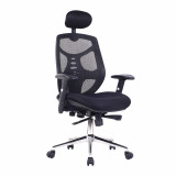 Polaris- High Back Mesh Executive Armchair With Headrest And Chrome Base - Black