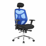 Polaris- High Back Mesh Executive Armchair With Headrest And Chrome Base - Blue