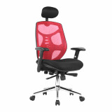 Polaris- High Back Mesh Executive Armchair With Headrest And Chrome Base - Red