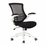 Luna- Medium Back Mesh Chair- Black- White Frame