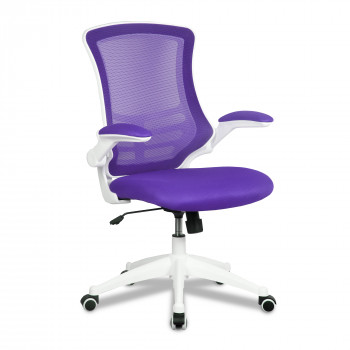 Luna- Medium Back Mesh Chair- Purple- White Frame
