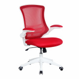 Luna- Medium Back Mesh Chair- Red- White Frame
