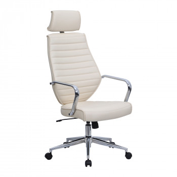 Atlas- High Back Leather Effect Designer Chair- Cream
