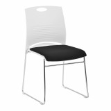 Kore- Stylish Stackable Chair With Padded Seat and White Shell-Black