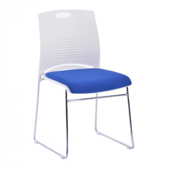 Kore- Stylish Stackable Chair With Padded Seat and White Shell-Blue