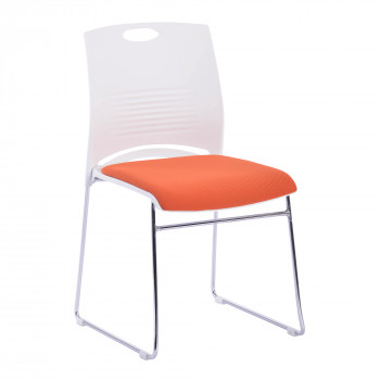 Kore- Stylish Stackable Chair With Padded Seat and White Shell-Orange