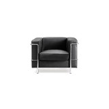 Belmont- Contemporary Leather Faced Armchair With Chrome Details - Black