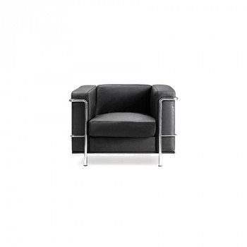 Belmont- Contemporary Leather Faced Armchair With Chrome Details - Black