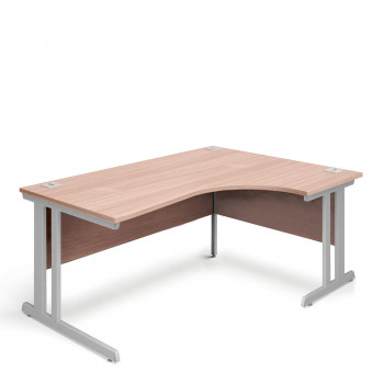 Ergonomic Right Hand Corner Desk - 1600mm - Beech-Silver legs