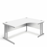 Ergonomic Right Hand Corner Desk - 1600mm - White-Silver legs