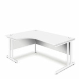 Ergonomic Left Hand Corner Desk - 1600mm - White-White legs