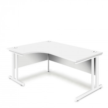 Ergonomic Left Hand Corner Desk - 1600mm - White-White legs Ergonomic Left Hand Corner Desk - 1600mm - White-White legs