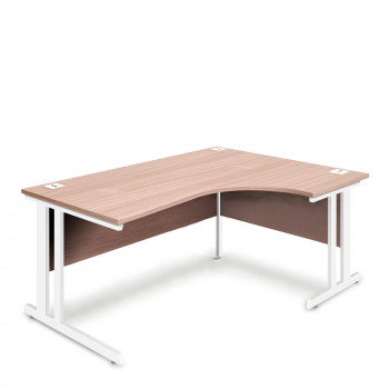 Ergonomic Right Hand Corner Desk - 1600mm - Beech-White legs