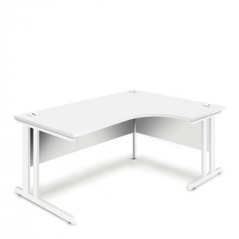 Ergonomic Right Hand Corner Desk - 1600mm - White-White legs