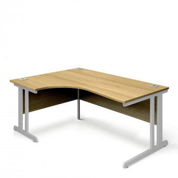 Ergonomic Left Hand Corner Desk - 1800mm - Oak-Silver legs
