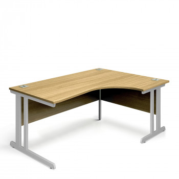 Ergonomic Right Hand Corner Desk - 1800mm - Oak-Silver legs