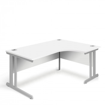 Ergonomic Right Hand Corner Desk - 1800mm - White-Silver legs Ergonomic Right Hand Corner Desk - 1800mm - White-Silver legs