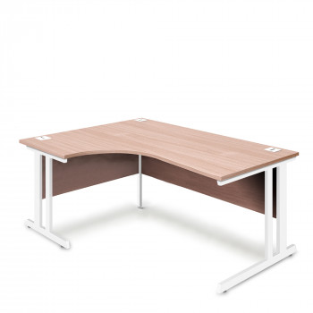 Ergonomic Left Hand Corner Desk - 1800mm - Beech-White legs